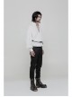 V-Neck Metal Eyelets Lace-Up Lantern Sleeve White Gothic Shirt