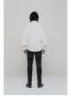 V-Neck Metal Eyelets Lace-Up Lantern Sleeve White Gothic Shirt