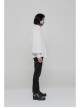 V-Neck Metal Eyelets Lace-Up Lantern Sleeve White Gothic Shirt