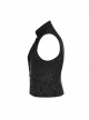 Black Jacquard V-Neck Front Button Slit Rear Hem Gothic Vest