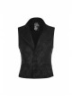 Black Jacquard V-Neck Front Button Slit Rear Hem Gothic Vest
