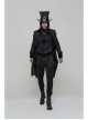 Black Jacquard V-Neck Front Button Slit Rear Hem Gothic Vest
