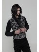 Black And White Jacquard V-Neck Front Button Slit Rear Hem Gothic Vest