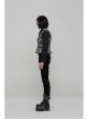 Black And White Jacquard V-Neck Front Button Slit Rear Hem Gothic Vest