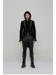 Stand-Up Collar Front Metal Button Splice Red Wine Jacquard Woven Back Lace-Up Dovetail Hem Black Gothic Velveteen Woven Dress Coat
