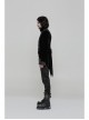 Stand-Up Collar Front Metal Button Splice Red Wine Jacquard Woven Back Lace-Up Dovetail Hem Black Gothic Velveteen Woven Dress Coat