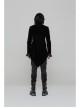 Stand-Up Collar Front Metal Button Splice Red Wine Jacquard Woven Back Lace-Up Dovetail Hem Black Gothic Velveteen Woven Dress Coat