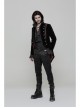 Stand-Up Collar Front Metal Button Splice Red Wine Jacquard Woven Back Lace-Up Dovetail Hem Black Gothic Velveteen Woven Dress Coat
