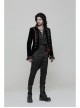 Stand-Up Collar Front Metal Button Splice Red Wine Jacquard Woven Back Lace-Up Dovetail Hem Black Gothic Velveteen Woven Dress Coat