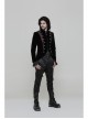 Stand-Up Collar Front Metal Button Splice Red Wine Jacquard Woven Back Lace-Up Dovetail Hem Black Gothic Velveteen Woven Dress Coat