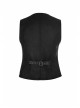 V-Neck Front Metal Hasp Back Waist Leather Hasp Black Punk Waistcoat