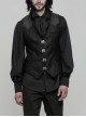 V-Neck Front Metal Hasp Back Waist Leather Hasp Black Punk Waistcoat