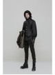 V-Neck Front Metal Hasp Back Waist Leather Hasp Black Punk Waistcoat
