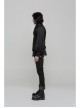 V-Neck Front Metal Hasp Back Waist Leather Hasp Black Punk Waistcoat