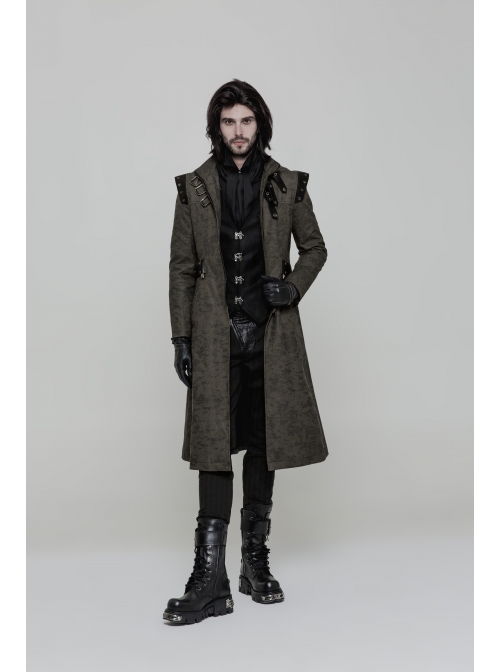 V-Neck Front Metal Hasp Back Waist Leather Hasp Black Punk Waistcoat