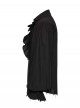 Lace-Up Collar Front Chest Frill Lantern Sleeve Rough Selvedge Cuff Black Punk Shirt