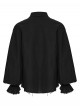 Lace-Up Collar Front Chest Frill Lantern Sleeve Rough Selvedge Cuff Black Punk Shirt
