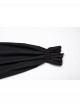 Lace-Up Collar Front Chest Frill Lantern Sleeve Rough Selvedge Cuff Black Punk Shirt