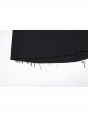 Lace-Up Collar Front Chest Frill Lantern Sleeve Rough Selvedge Cuff Black Punk Shirt