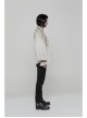 Lace-Up Collar Front Chest Frill Lantern Sleeve Rough Selvedge Cuff White Punk Spray Painting Shirt