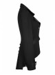 Front Metal Button Long Sleeve Vented Flap Slit Hem Black Punk Jacket