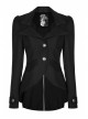 Front Metal Button Long Sleeve Vented Flap Slit Hem Black Punk Jacket