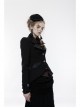 Front Metal Button Long Sleeve Vented Flap Slit Hem Black Punk Jacket