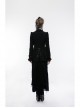 Front Metal Button Long Sleeve Vented Flap Slit Hem Black Punk Jacket
