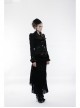 Front Metal Button Long Sleeve Vented Flap Slit Hem Black Punk Jacket
