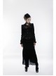 Front Metal Button Long Sleeve Vented Flap Slit Hem Black Punk Jacket