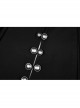 Front Metal Button Long Sleeve Vented Flap Slit Hem Black Punk Jacket
