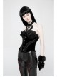 Off-Shoulder Front Lacey Lace Back Waist Lace-Up Black Gothic Weft Velveteen Corset