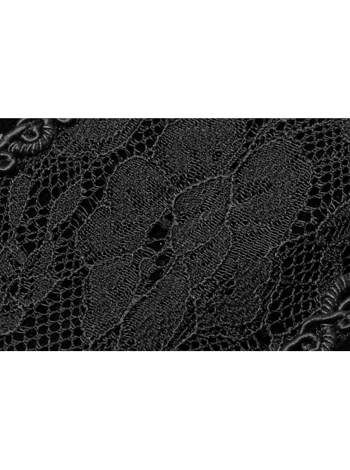 Off-Shoulder Front Lacey Lace Back Waist Lace-Up Black Gothic Weft Velveteen Corset
