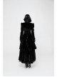 Stand-Up Lace Collar Front Chest Retro Plate Flower Buckle Back Waist Lace-Up Lace Hem Black Gothic Long Coat