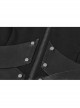 Stand-Up Collar Waist Splice Leather Lace-Up Long Sleeve Black Punk Hooded Cardigan Sweater