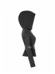 Stand-Up Collar Waist Splice Leather Lace-Up Long Sleeve Black Punk Hooded Cardigan Sweater