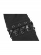 Stand-Up Collar Waist Splice Leather Lace-Up Long Sleeve Black Punk Hooded Cardigan Sweater