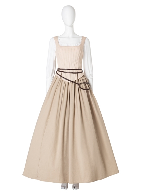 Sony Music Film Cinderella Halloween Cosplay Costume Beige Long Skirt Suit