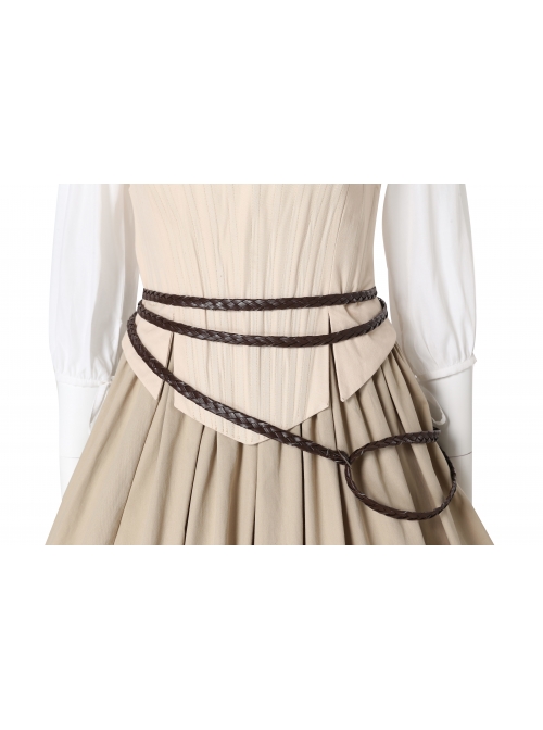 Sony Music Film Cinderella Halloween Cosplay Costume Beige Long Skirt Suit