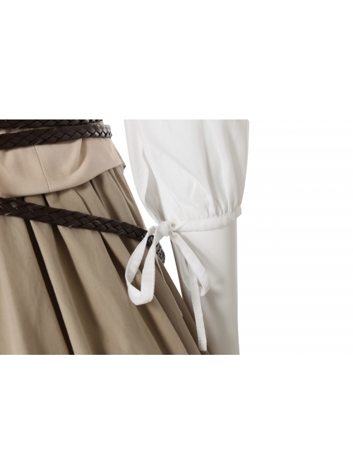 Sony Music Film Cinderella Halloween Cosplay Costume Beige Long Skirt Suit