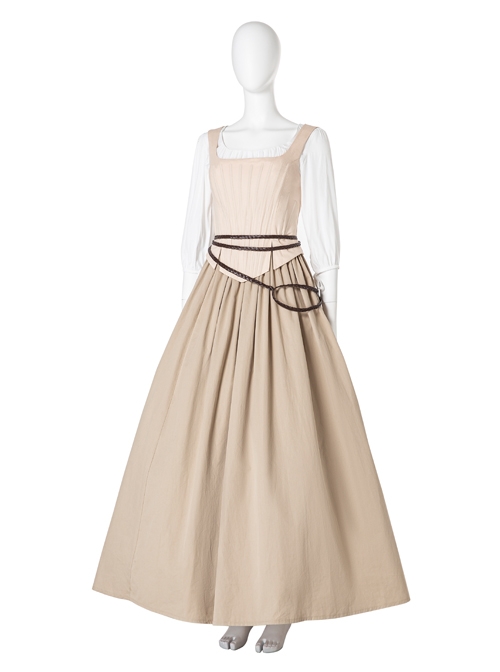Sony Music Film Cinderella Halloween Cosplay Costume Beige Long Skirt Suit
