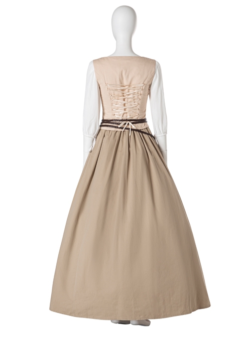 Sony Music Film Cinderella Halloween Cosplay Costume Beige Long Skirt Suit