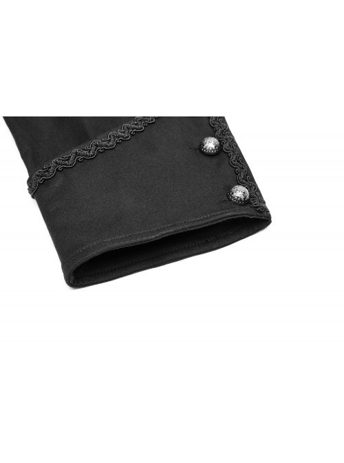 Front Metal Pattern Buckle Long Sleeve Sharp Corner Hem Black Gothic Shirt