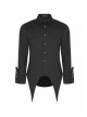 Front Metal Pattern Buckle Long Sleeve Sharp Corner Hem Black Gothic Shirt