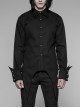 Front Metal Pattern Buckle Long Sleeve Sharp Corner Hem Black Gothic Shirt