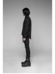 Front Metal Pattern Buckle Long Sleeve Sharp Corner Hem Black Gothic Shirt