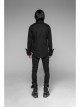 Front Metal Pattern Buckle Long Sleeve Sharp Corner Hem Black Gothic Shirt