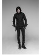 Front Metal Pattern Buckle Long Sleeve Sharp Corner Hem Black Gothic Shirt
