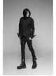 Front Metal Pattern Buckle Long Sleeve Sharp Corner Hem Black Gothic Shirt