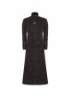 Stand-Up Collar Front Chest Flower Buckle Long Sleeve Brown Punk Twill Weft Velveteen Jacket